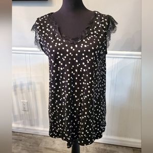 Maurices Black and White Lace Sleeve Tank - Size Large